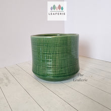 Load image into Gallery viewer, The Leaferie Macha green ceramic pot.