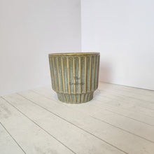 Load image into Gallery viewer, The Leaferie Romain pot. red and green colour . ceramic planter. front view of pot B