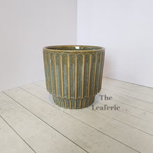 Load image into Gallery viewer, The Leaferie Romain pot. red and green colour . ceramic planter. front view of pot B