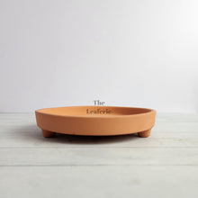 Load image into Gallery viewer, The Leaferie Terracotta round trays with stand . 3 sizes. Front view
