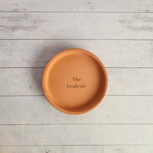 Load image into Gallery viewer, The Leaferie Terracotta round trays with stand . 3 sizes. Top view of 10cm