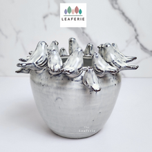 Load image into Gallery viewer, The Leaferie birds plant pot. ceramic material. front view