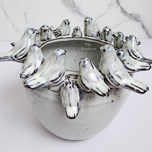 Load image into Gallery viewer, The Leaferie birds plant pot. ceramic material. front view
