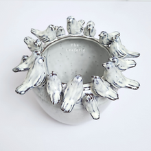 Load image into Gallery viewer, The Leaferie birds plant pot. ceramic material. top view