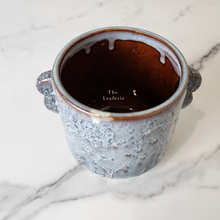 Load image into Gallery viewer, The Leaferie Wilda blue ceramic pot . top view