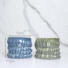 Load image into Gallery viewer, The Leaferie Zian Plant pot. blue and green colour planter. front view size