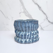 Load image into Gallery viewer, The Leaferie Zian Plant pot. blue and green colour planter. front view of blue