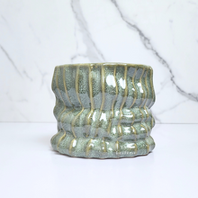Load image into Gallery viewer, The Leaferie Zian Plant pot. blue and green colour planter. front view of green