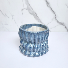 Load image into Gallery viewer, The Leaferie Zian Plant pot. blue and green colour planter. top view of blue