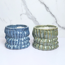 Load image into Gallery viewer, The Leaferie Zian Plant pot. blue and green colour planter. front view