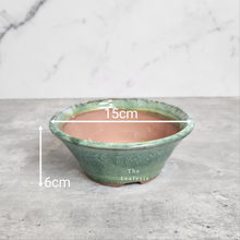 Load image into Gallery viewer, The Leaferie Bonsai planter series 23 . rounc zisha trays with 5 colours. front view and size