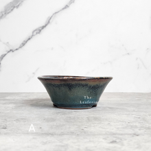 Load image into Gallery viewer, The Leaferie Bonsai planter series 23 . rounc zisha trays with 5 colours. front view of design A