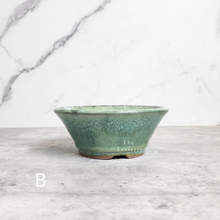 Load image into Gallery viewer, The Leaferie Bonsai planter series 23 . rounc zisha trays with 5 colours. front view of design B