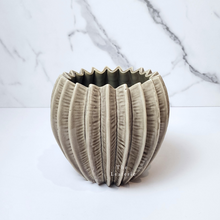 Load image into Gallery viewer, The Leaferie Bae Plant pot 2 colours. white and light brown. Front view of pot B