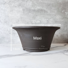 Load image into Gallery viewer, The Leaferie Bonsai plant pots Series 20. Material Zisha 3 sizes . Front view of Maxi Size
