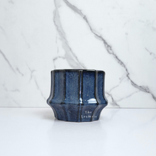 Load image into Gallery viewer, The Leaferie Lilo planter. blue and green colour. ceramic material . 3 designs. Front view of design B