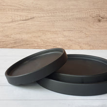Load image into Gallery viewer, The Leaferie Ceramic round trays . close up . black colour