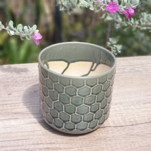 Load image into Gallery viewer, The Leaferie cyrus green plant pot . ceramic planter. top view
