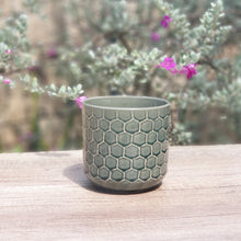 Load image into Gallery viewer, The Leaferie cyrus green plant pot . ceramic planter. front view
