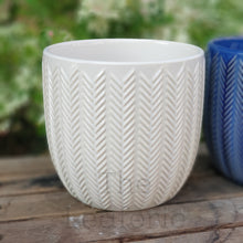 Load image into Gallery viewer, The Leaferie Oia Pot. 2 colours blue and white. ceramic material
