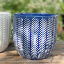 Load image into Gallery viewer, The Leaferie Oia Pot. 2 colours blue and white. ceramic material