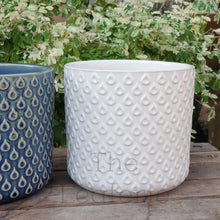 Load image into Gallery viewer, The Leaferie Kamari pot. teardrop ceramic flowerpot. blue and white colour