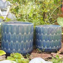 Load image into Gallery viewer, The Leaferie Icaria flowerpot. 2 sizes and 3 colours. ceramic material. Blue colour
