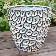 Load image into Gallery viewer, The Leaferie Azur plant pot. blue ceramic planter. front view. close up