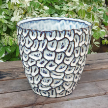 Load image into Gallery viewer, The Leaferie Azur plant pot. blue ceramic planter. top view. close up