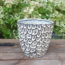 Load image into Gallery viewer, The Leaferie Azur plant pot. blue ceramic planter. front view