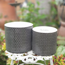 Load image into Gallery viewer, The Leaferie Harlequin pot. geometric black and white pot. 2 sizes and designs. Design Black