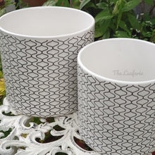 Load image into Gallery viewer, The Leaferie Harlequin pot. geometric black and white pot. 2 sizes and designs