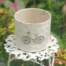 Load image into Gallery viewer, The Leaferie colson bicycle plant pot. ceramic bike planter . top view