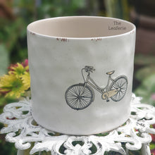 Load image into Gallery viewer, The Leaferie colson bicycle plant pot. ceramic bike planter . front view