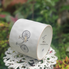 Load image into Gallery viewer, The Leaferie colson bicycle plant pot. ceramic bike planter . bottom view