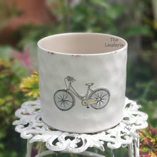 Load image into Gallery viewer, The Leaferie colson bicycle plant pot. ceramic bike planter . front view