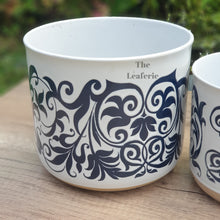 Load image into Gallery viewer, The Leaferie Asti Flowerpot . Front view of planter. Blue fllowery design. Maxi size