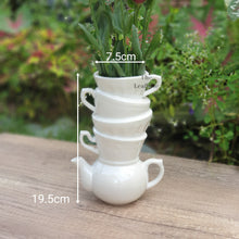 Load image into Gallery viewer, The Leaferie Calla vase. ceramic cup stacked cup design . Pearlescent colour . front view. size