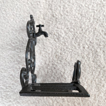 Load image into Gallery viewer, The Leaferie cast iron water hose holder. side view