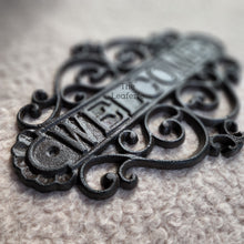 Load image into Gallery viewer, The Leaferie Cast Iron HOME welcome sign. front view