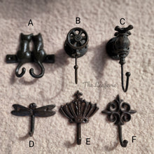 Load image into Gallery viewer, The Leaferie Cast Iron Hook. 6 design. top view