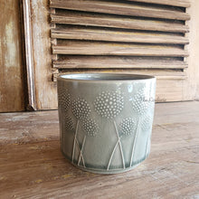 Load image into Gallery viewer, The Leaferie Dandelion Flowerpot ceramic plant pot with 2 designs. front view of Mini size