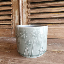 Load image into Gallery viewer, The Leaferie Dandelion Flowerpot ceramic plant pot with 2 designs. front view of Mini size