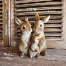 Load image into Gallery viewer, The Leaferie cinnabun rabbit garden decoration . bunny family made from resin. front view size