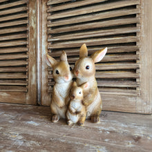 Load image into Gallery viewer, The Leaferie cinnabun rabbit garden decoration . bunny family made from resin. front view