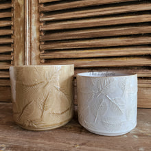 Load image into Gallery viewer, The Leaferie Tavo pot . 3 designs. ceramic pot with leaf inprint