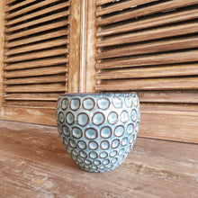 Load image into Gallery viewer, The Leaferie Eisen blueish ceramic pot. front view