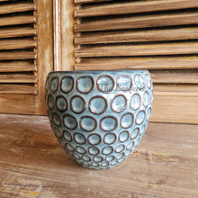 Load image into Gallery viewer, The Leaferie Eisen blueish ceramic pot. front view
