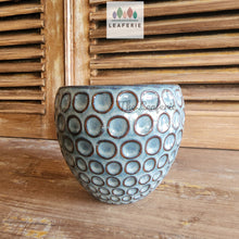 Load image into Gallery viewer, The Leaferie Eisen blueish ceramic pot. front view