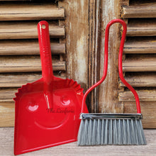 Load image into Gallery viewer, The Leaferie Dulton Broom and dustpan set. metal and comes in 4 colours. front view of red